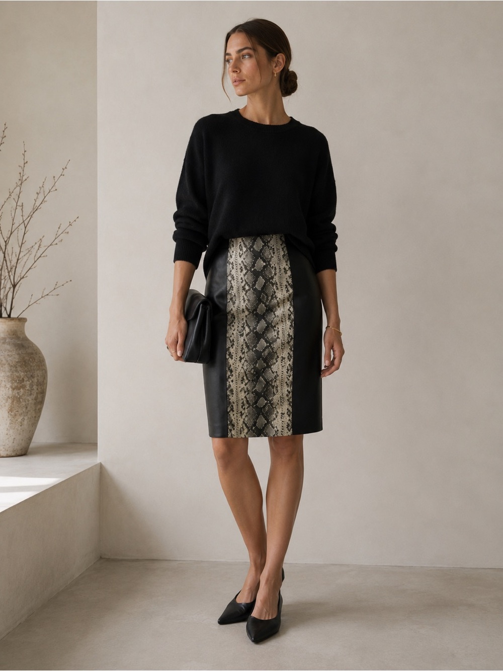 Alberto Makali Animal Print Faux Leather Colorblock Mini Skirt Size 8